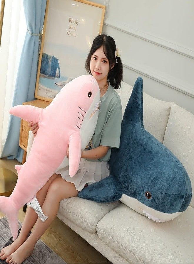 XIAOHONG Soft Colored Shark Plush Hugging Pillow, 23 inch Shark Stuffed Animal Plushie Ocean Animals, Rainbow Shark Plush Toy Cute Cuddle Gifts for Kids and Adults (Pink) - Image 2
